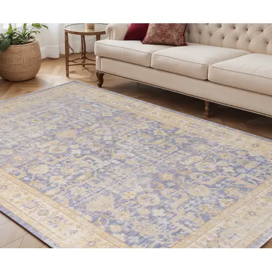 Lavender and Orange Floral Power Loom Area Rug Photo 1