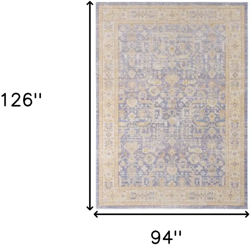 Lavender Blue Floral Power Loom Area Rug Photo 8
