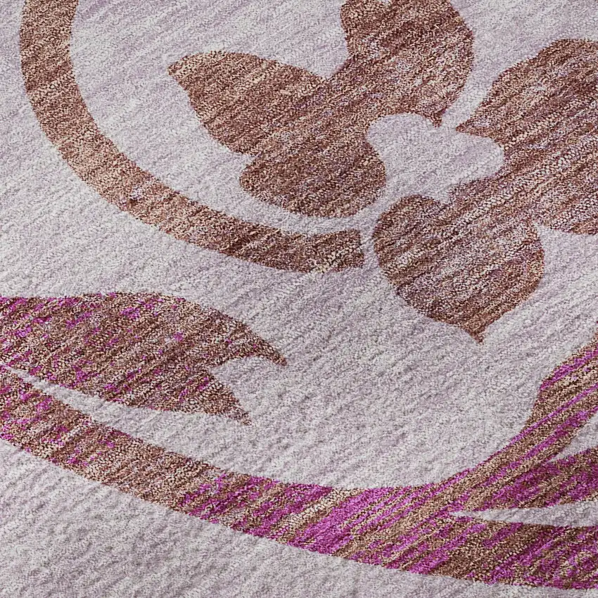 Lavender Blush And Ivory Floral Washable Area Rug With UV Protection Photo 9