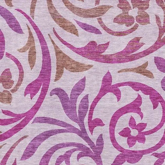 Lavender Blush And Ivory Floral Washable Area Rug With UV Protection Photo 3