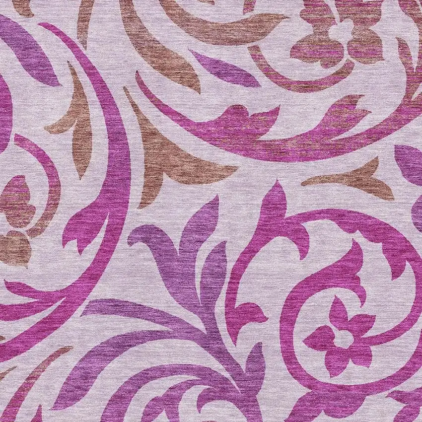 Lavender Blush And Ivory Floral Washable Area Rug With UV Protection Photo 3