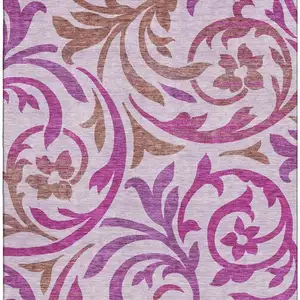 Photo of Lavender Blush And Ivory Floral Washable Area Rug With UV Protection