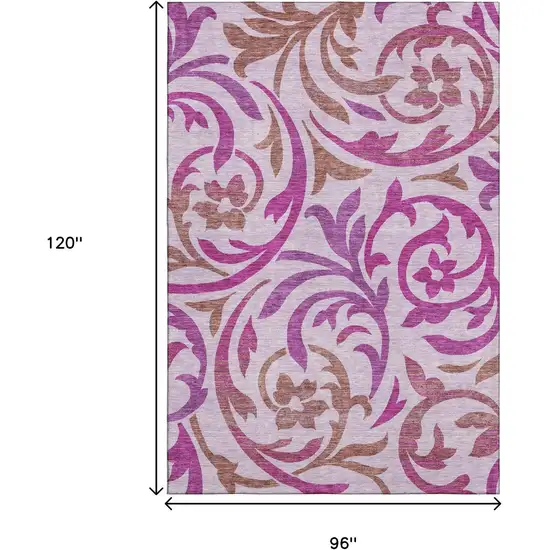 Lavender Blush And Ivory Floral Washable Area Rug With UV Protection Photo 3