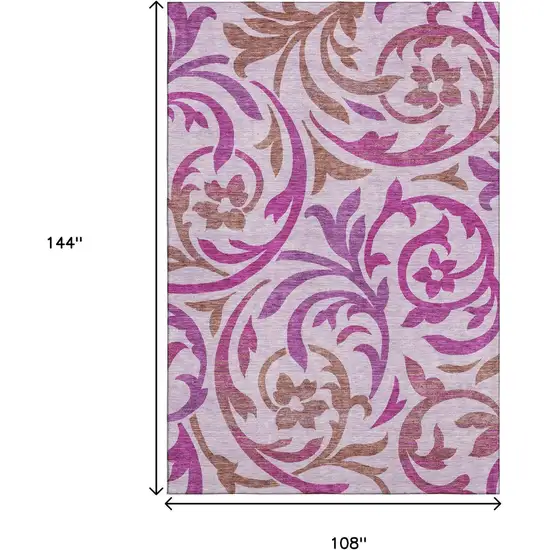 Lavender Blush And Ivory Floral Washable Area Rug With UV Protection Photo 3