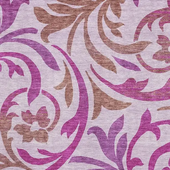 Lavender Blush And Ivory Floral Washable Area Rug With UV Protection Photo 3