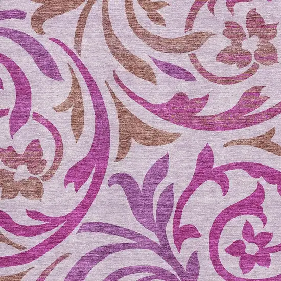 Lavender Blush And Ivory Floral Washable Area Rug With UV Protection Photo 3