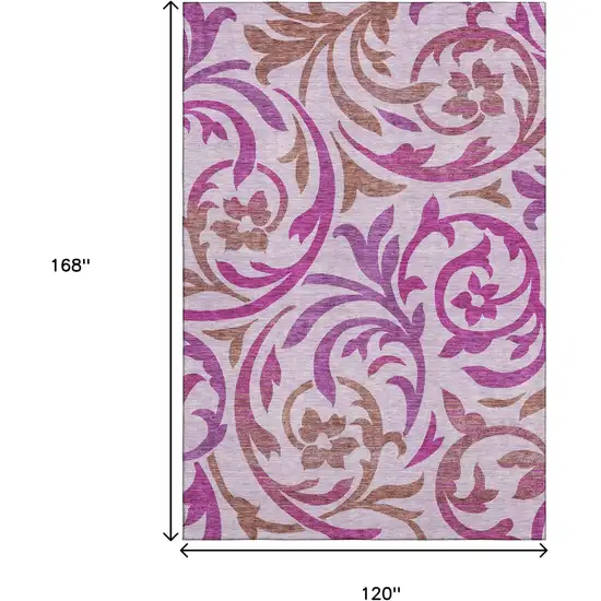Lavender Blush And Ivory Floral Washable Area Rug With UV Protection Photo 3
