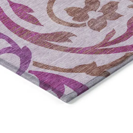 Lavender Blush And Purple Floral Washable Indoor Outdoor Area Rug Photo 4