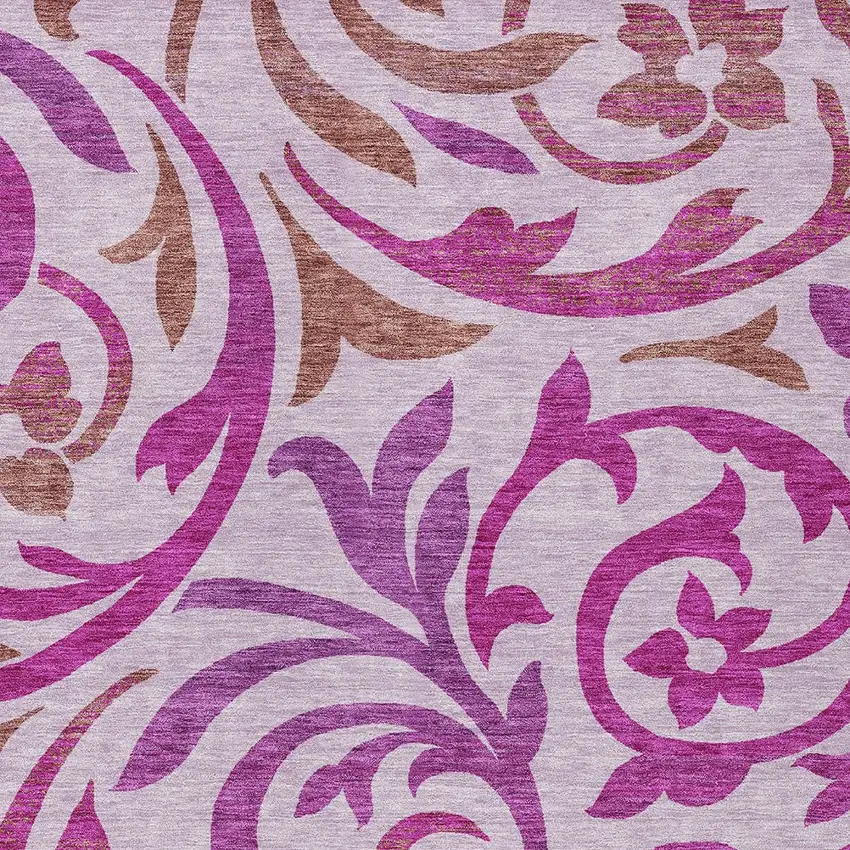 Lavender Blush And Purple Floral Washable Indoor Outdoor Area Rug Photo 5