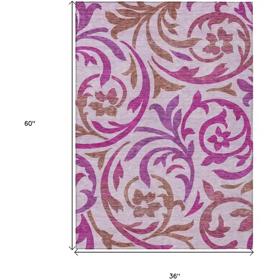Lavender Blush And Purple Floral Washable Indoor Outdoor Area Rug Photo 7