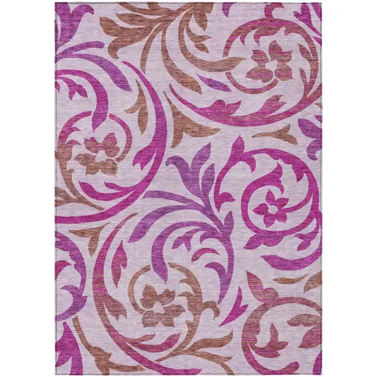 Lavender Blush And Purple Floral Washable Indoor Outdoor Area Rug Photo 2