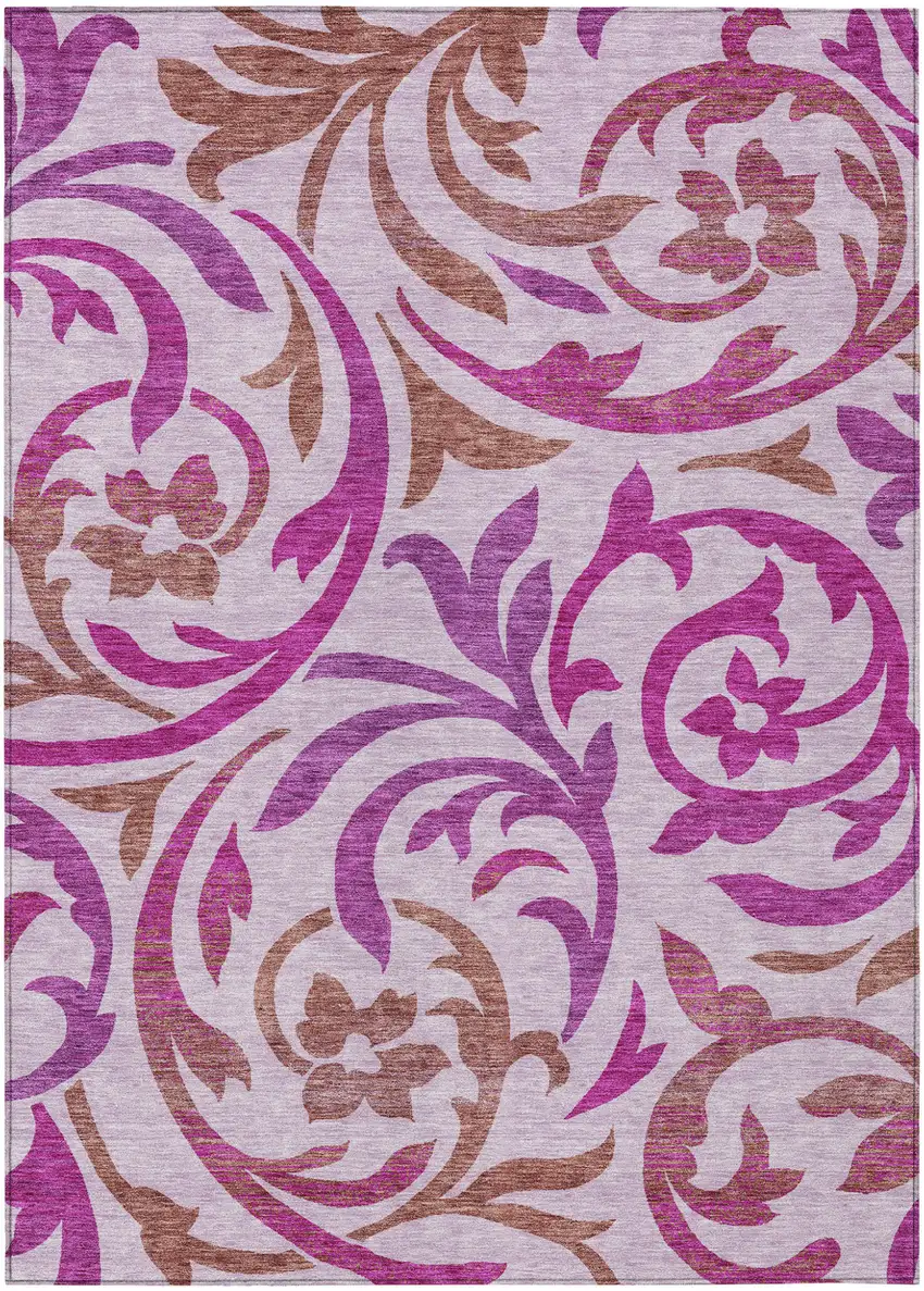 Lavender Blush And Purple Floral Washable Indoor Outdoor Area Rug Photo 2
