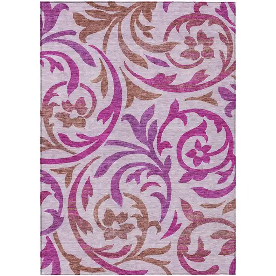 Lavender Blush And Purple Floral Washable Indoor Outdoor Area Rug Photo 2