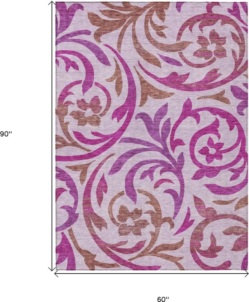 Lavender Blush And Purple Floral Washable Indoor Outdoor Area Rug Photo 3