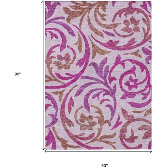 Lavender Blush And Purple Floral Washable Indoor Outdoor Area Rug Photo 3