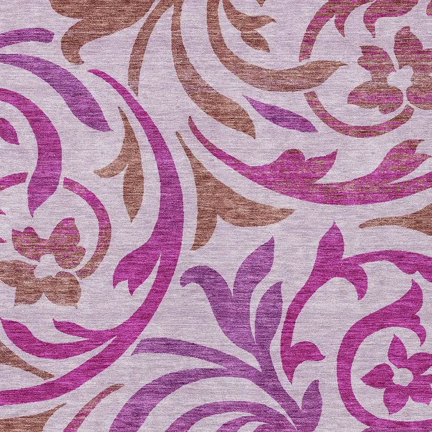 Lavender Blush And Purple Floral Washable Indoor Outdoor Area Rug Photo 6