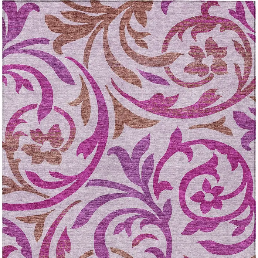 Lavender Blush And Purple Floral Washable Indoor Outdoor Area Rug Photo 5