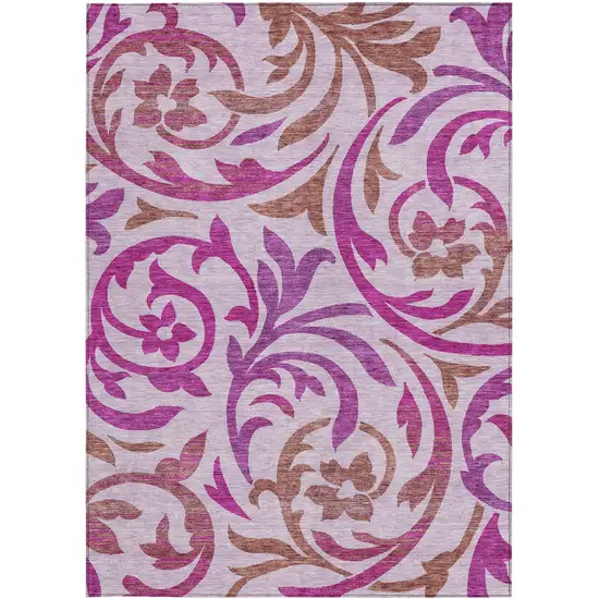 Lavender Blush And Purple Floral Washable Indoor Outdoor Area Rug Photo 5