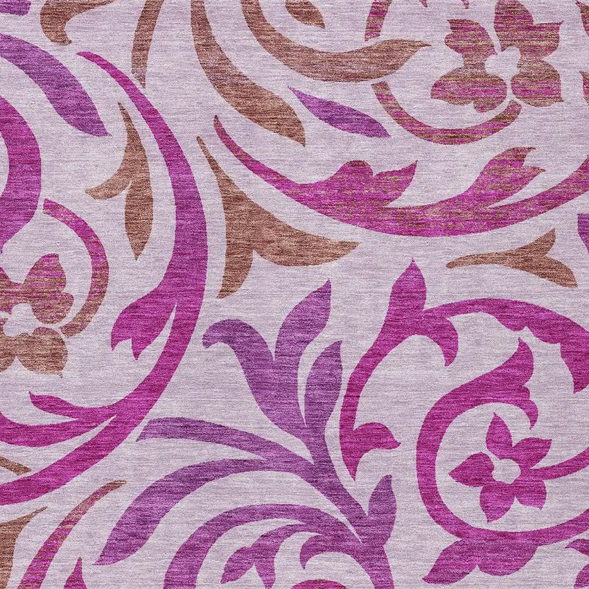 Lavender Blush And Purple Floral Washable Indoor Outdoor Area Rug Photo 4
