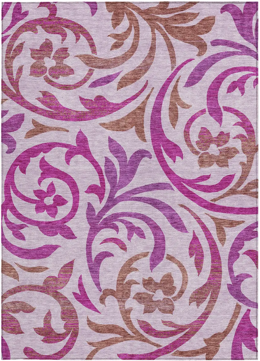 Lavender Blush And Purple Floral Washable Indoor Outdoor Area Rug Photo 5