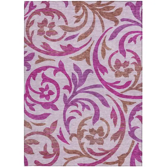 Lavender Blush And Purple Floral Washable Indoor Outdoor Area Rug Photo 5