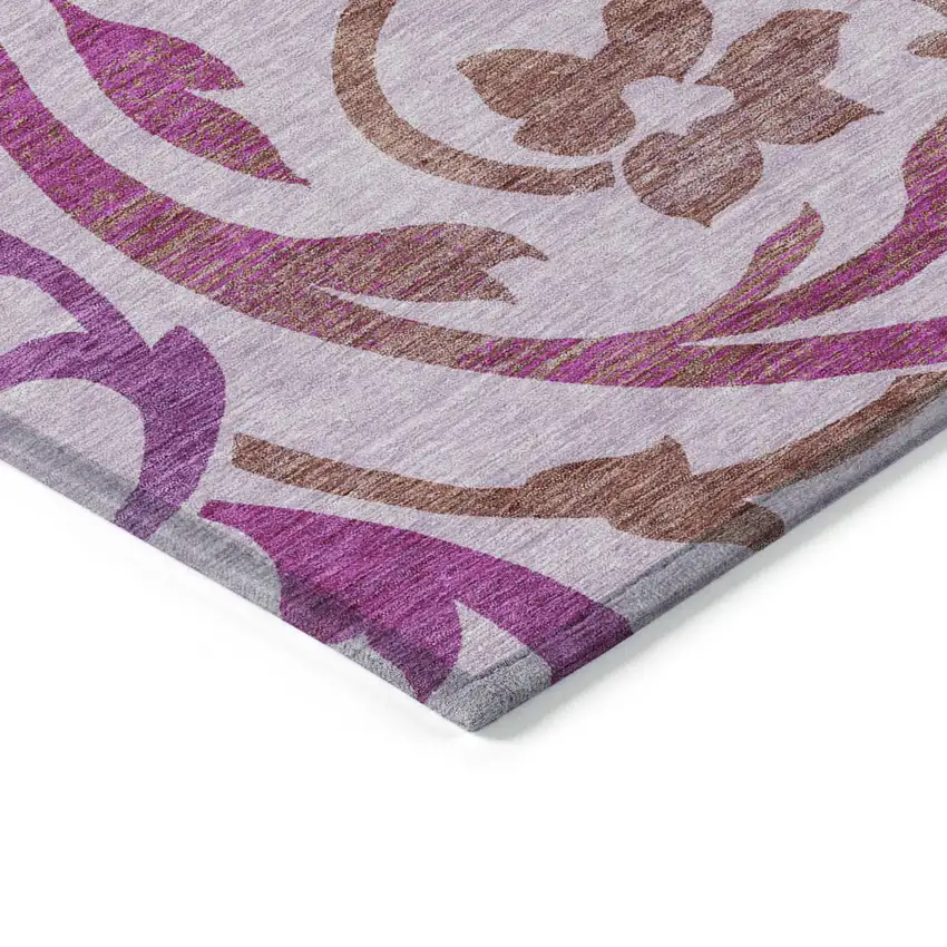 Lavender Blush And Purple Floral Washable Indoor Outdoor Area Rug Photo 3
