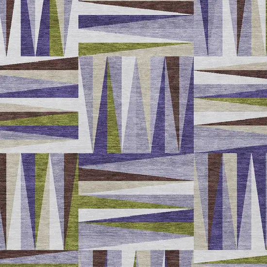 Lavender Brown And Green Geometric Washable Indoor Outdoor Area Rug Photo 5