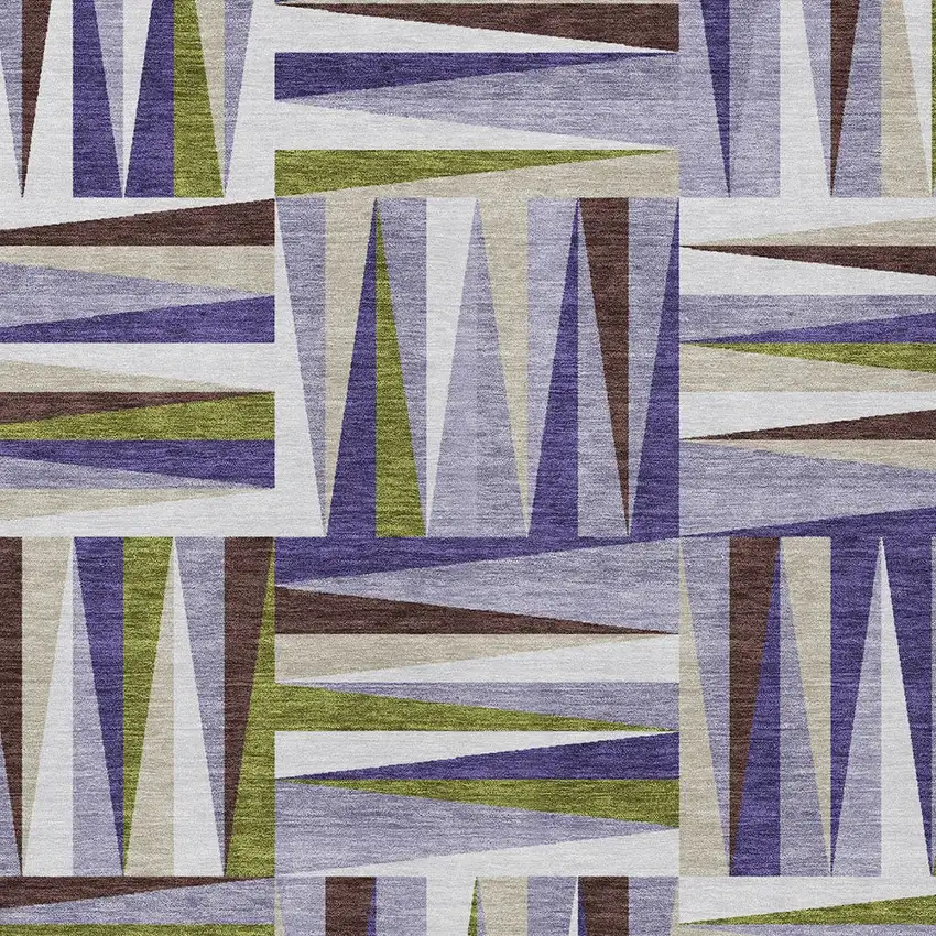 Lavender Brown And Green Geometric Washable Indoor Outdoor Area Rug Photo 5