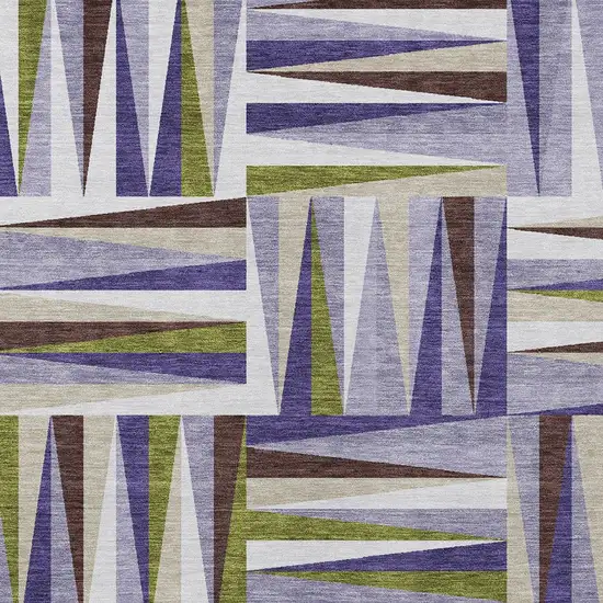Lavender Brown And Green Geometric Washable Indoor Outdoor Area Rug Photo 5