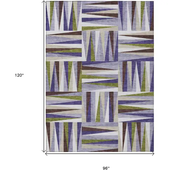 Lavender Brown And Green Geometric Washable Indoor Outdoor Area Rug Photo 3