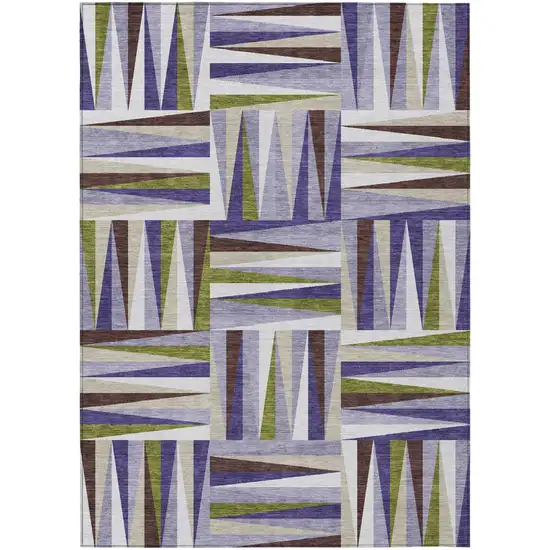 Lavender Brown And Green Geometric Washable Indoor Outdoor Area Rug Photo 2