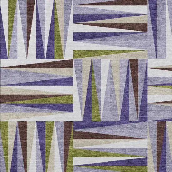 Lavender Brown And Green Geometric Washable Indoor Outdoor Area Rug Photo 5