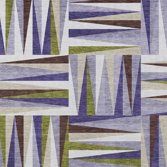 Lavender Brown And Green Geometric Washable Indoor Outdoor Area Rug Photo 5