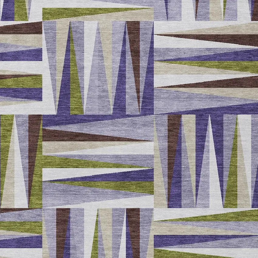Lavender Brown And Green Geometric Washable Indoor Outdoor Area Rug Photo 5