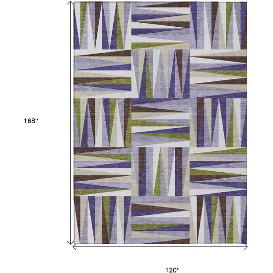 Lavender Brown And Green Geometric Washable Indoor Outdoor Area Rug Photo 3