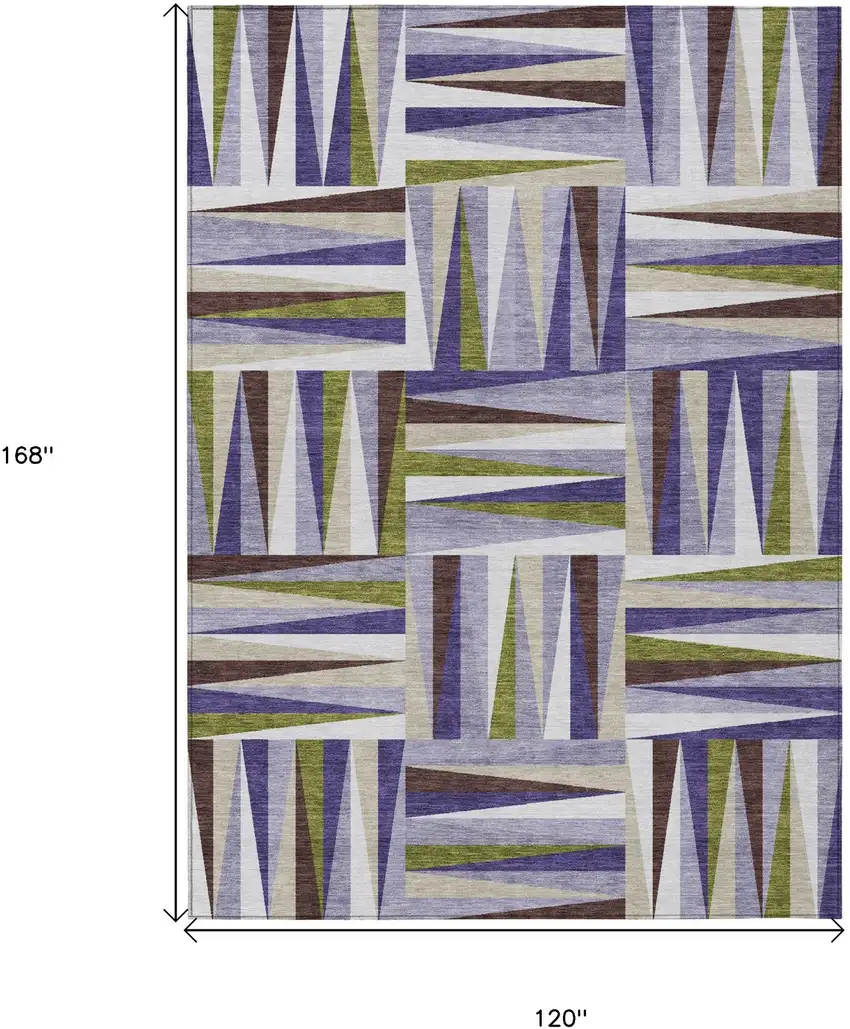 Lavender Brown And Green Geometric Washable Indoor Outdoor Area Rug Photo 3