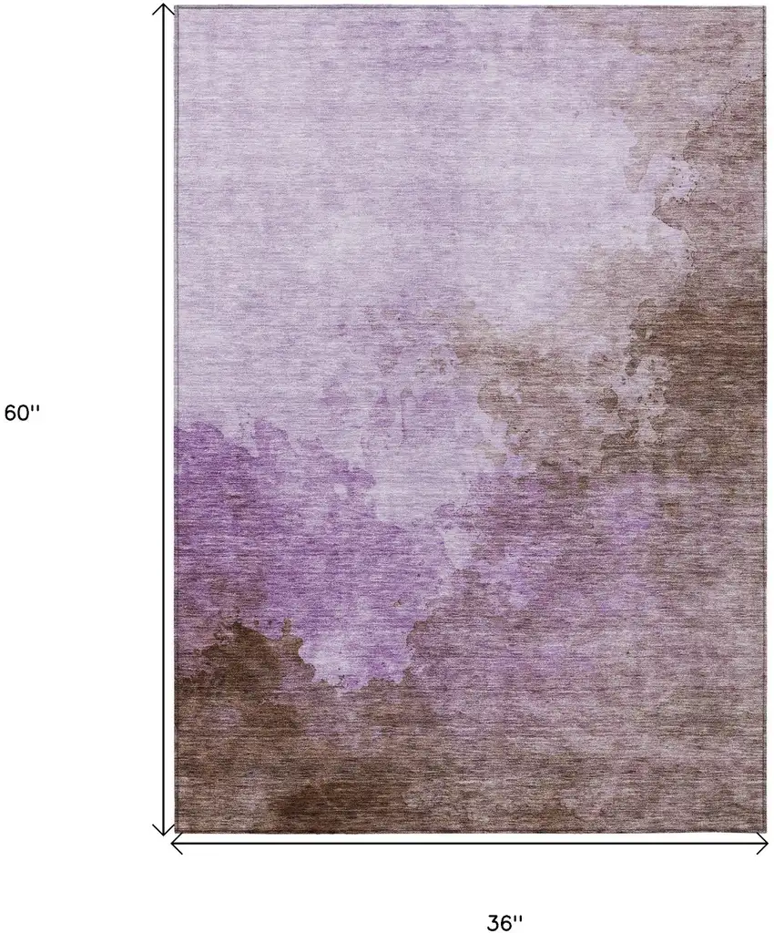 Lavender Brown And Ivory Abstract Washable Indoor Outdoor Area Rug Photo 7
