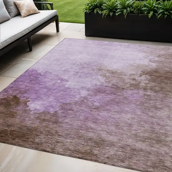 Lavender Brown And Ivory Abstract Washable Indoor Outdoor Area Rug Photo 1