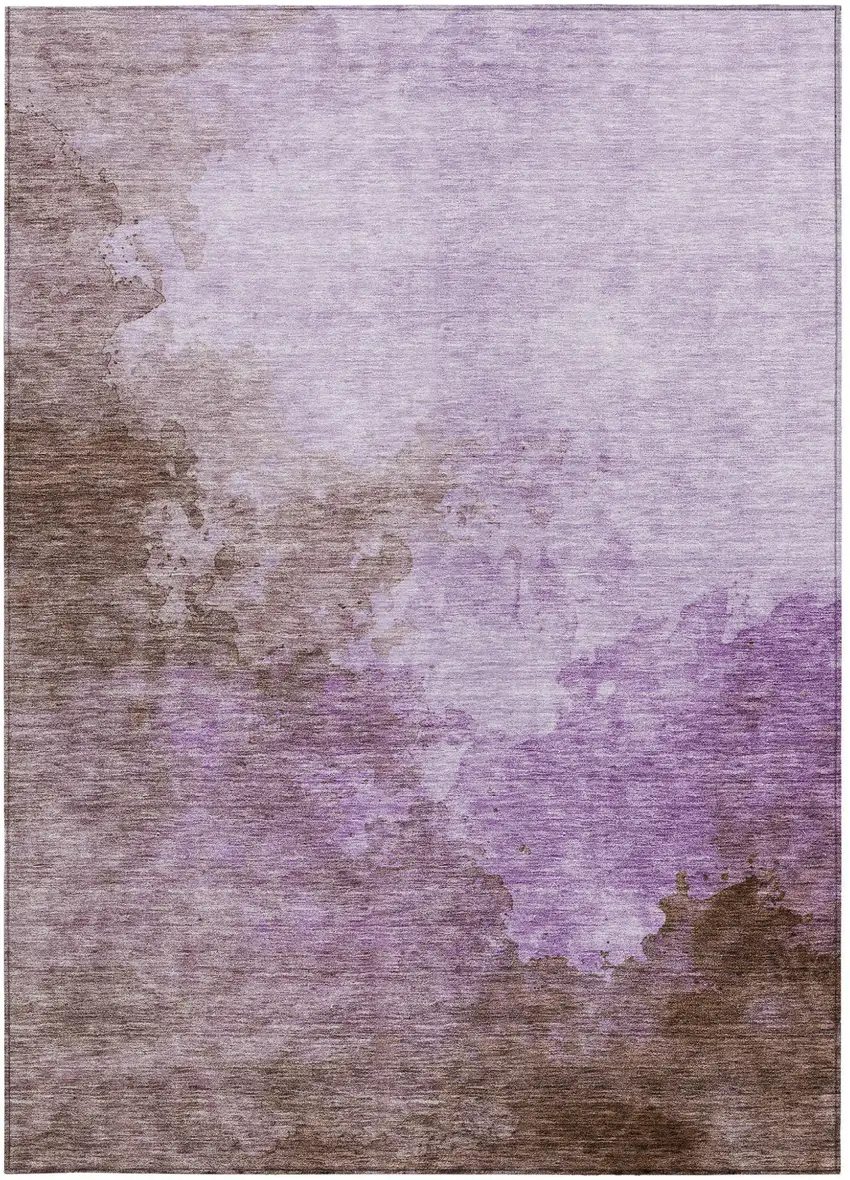 Lavender Brown And Ivory Abstract Washable Indoor Outdoor Area Rug Photo 6