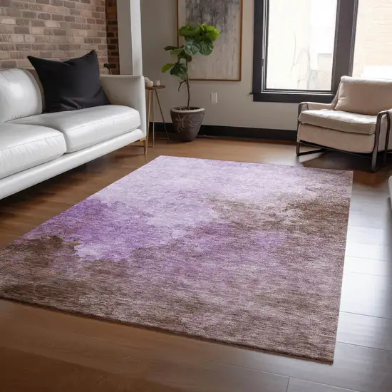 Lavender Brown And Ivory Abstract Washable Indoor Outdoor Area Rug Photo 8