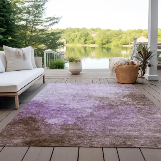 Lavender Brown And Ivory Abstract Washable Indoor Outdoor Area Rug Photo 7