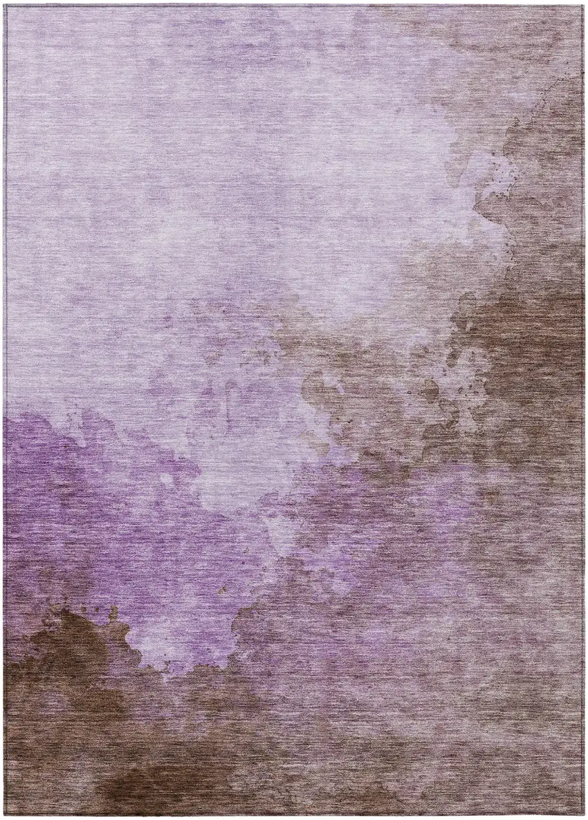 Lavender Brown And Ivory Abstract Washable Indoor Outdoor Area Rug Photo 2