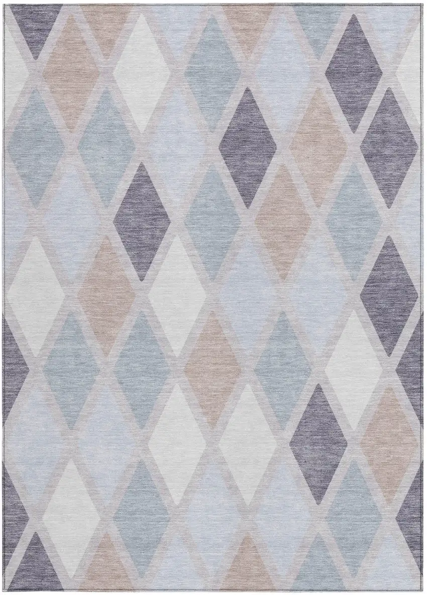 Lavender Brown And Ivory Geometric Washable Indoor Outdoor Area Rug Photo 7
