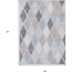 Photo of Lavender Brown And Ivory Geometric Washable Indoor Outdoor Area Rug