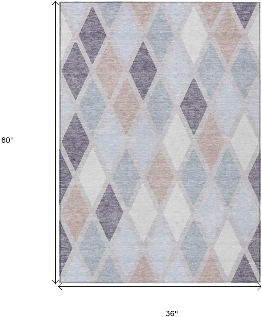 Lavender Brown And Ivory Geometric Washable Indoor Outdoor Area Rug Photo 3