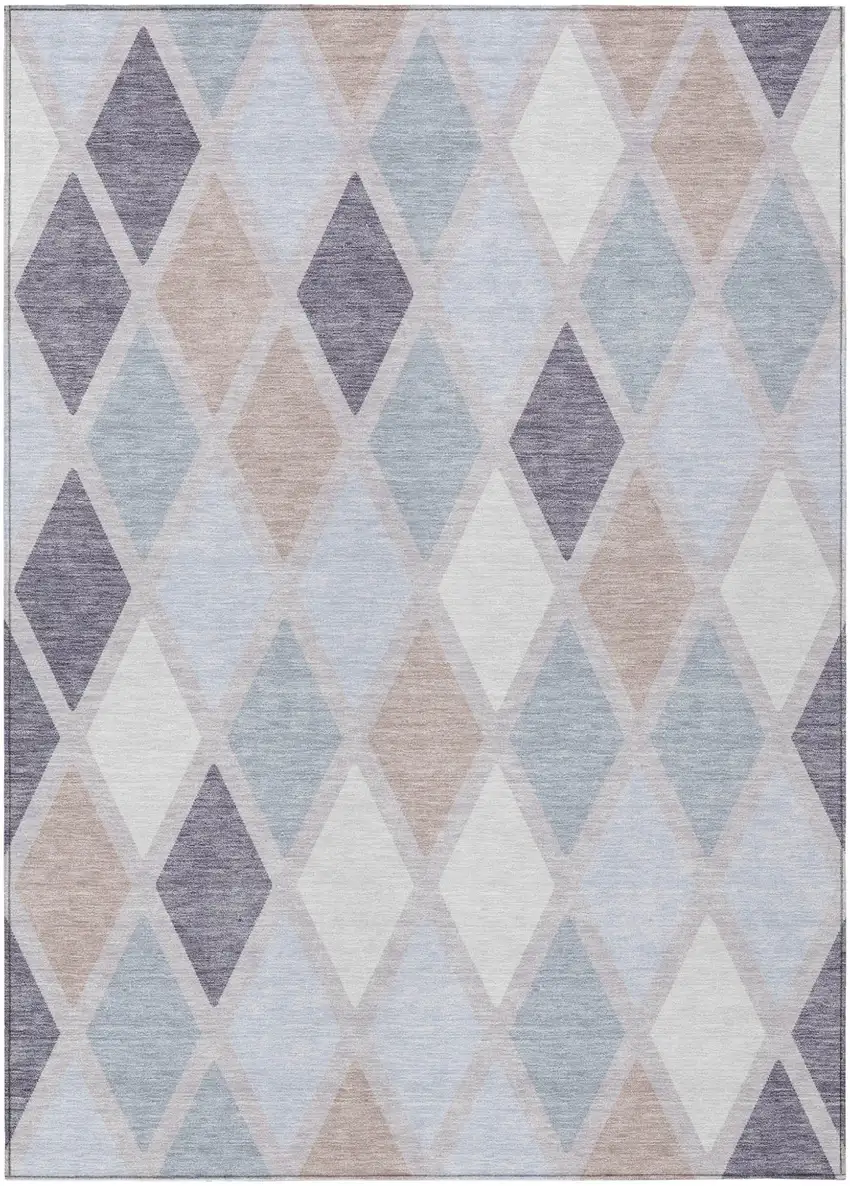 Lavender Brown And Ivory Geometric Washable Indoor Outdoor Area Rug Photo 2