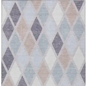 Photo of Lavender Brown And Ivory Geometric Washable Indoor Outdoor Area Rug