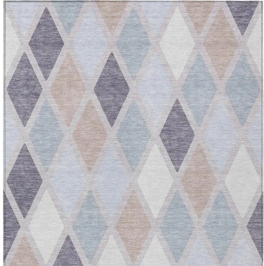 Lavender Brown And Ivory Geometric Washable Indoor Outdoor Area Rug Photo 7