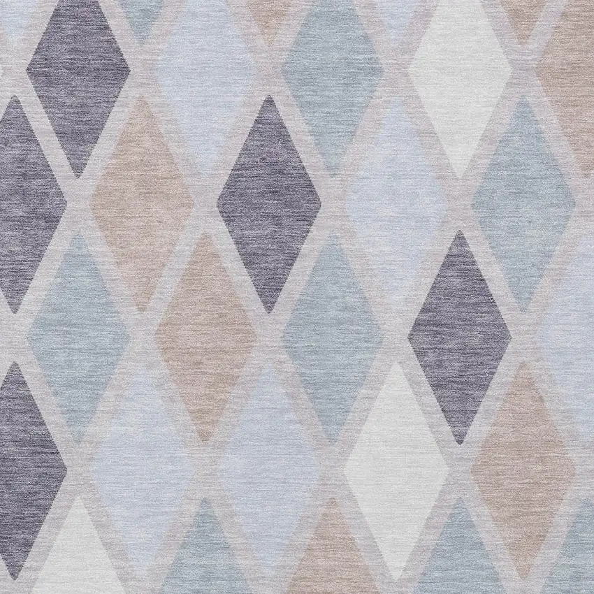 Lavender Brown And Ivory Geometric Washable Indoor Outdoor Area Rug Photo 6