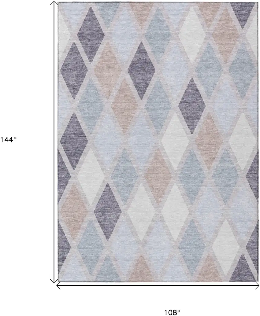 Lavender Brown And Ivory Geometric Washable Indoor Outdoor Area Rug Photo 3